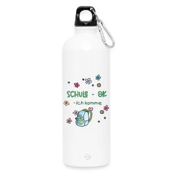 Schule, Einschulung - Trinkflasche mit Karabiner 750 ml - Weiß - Vorne