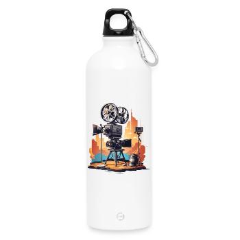 Retro Kamera - Trinkflasche mit Karabiner 750 ml - Weiß - Vorne