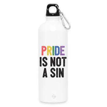 LGBTQ Pride Month - Pride ist keine Sünde - Trinkflasche mit Karabiner 750 ml - Weiß - Vorne
