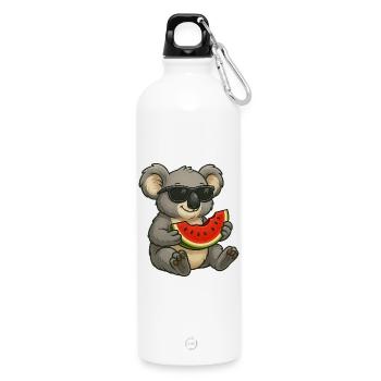 Süßer Koala mit Wassermelone Sommer Cartoon - Trinkflasche mit Karabiner 750 ml - Weiß - Vorne