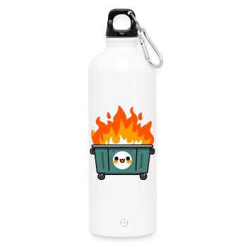 Niedlicher flammender Mülleimer - Trinkflasche mit Karabiner 750 ml - Weiß - Vorne