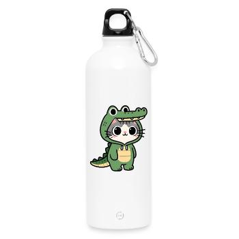Chat crocodile Kawaii - Gourde en inox avec mousqueton 750 ml - blanc - Devant