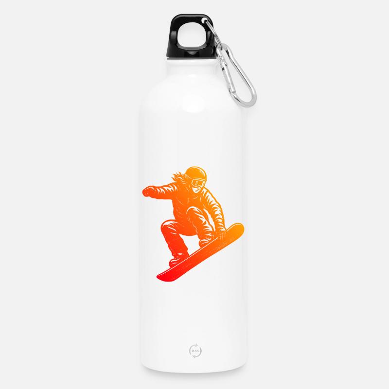 Einfach Snowboard zeitloses Design - Trinkflasche mit Karabiner 750 ml - Weiß