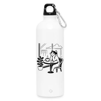 Thoughtful Cat Cafe - Water Bottle with carabiner 750 ml - white - Front