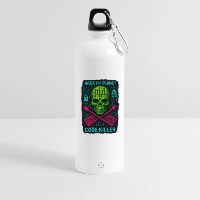 Hack the Planet Code Killer - Cyber Security Water Bottle with carabiner 750 ml