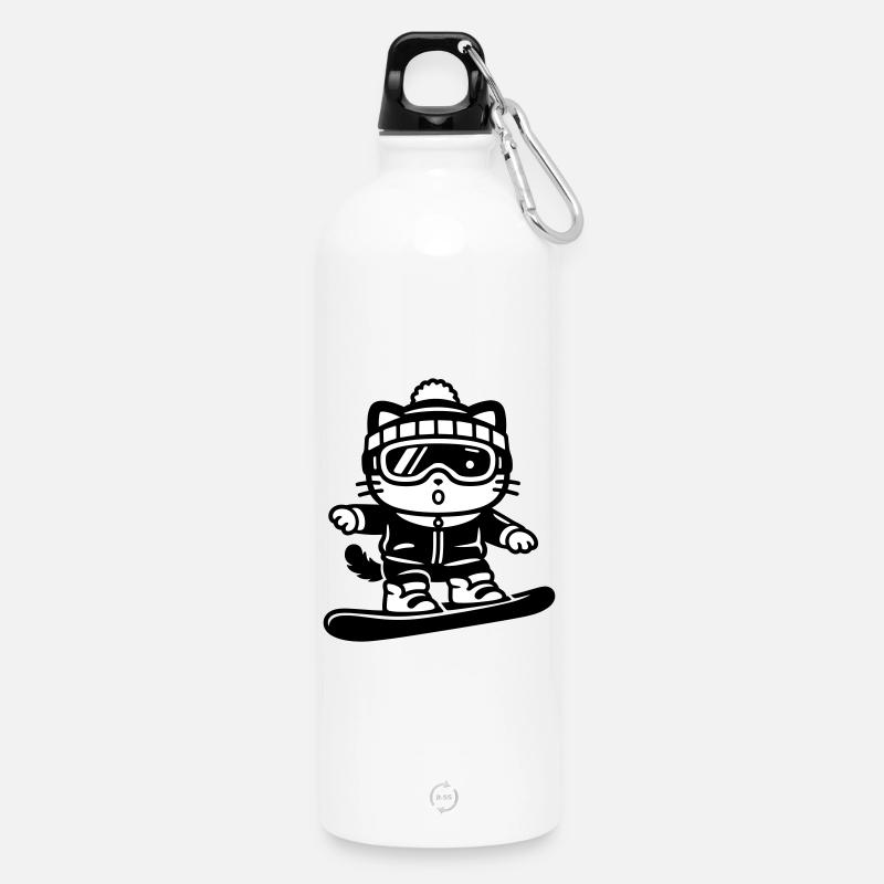 Snowboard Cat - Trinkflasche mit Karabiner 750 ml - Weiß
