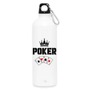 Poker Cards - Water Bottle with carabiner 750 ml - white - Front