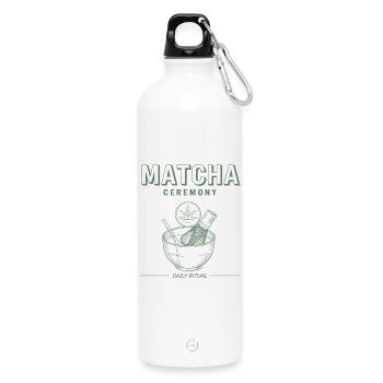 Matcha Ceremony Daily Ritual Green Tea Matcha - Trinkflasche mit Karabiner 750 ml - Weiß - Vorne