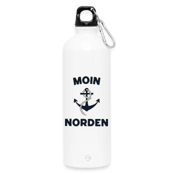 Moin Norden – Maritimes Anker-Design - Trinkflasche mit Karabiner 750 ml - Weiß - Vorne