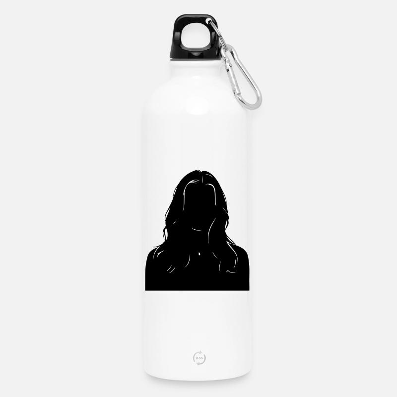 Sillouhette Frau - Trinkflasche mit Karabiner 750 ml - Weiß