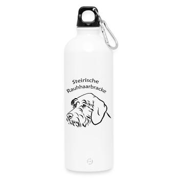 Steirische Rauhhaarbracke Portrait - Trinkflasche mit Karabiner 750 ml - Weiß - Vorne