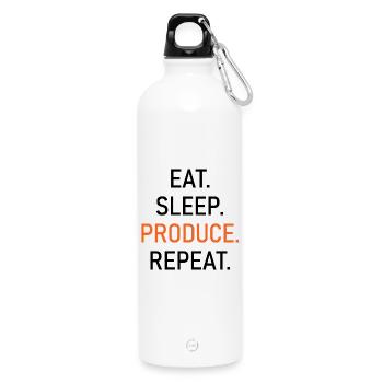 Produce. Orange Typo Shirt - Water Bottle with carabiner 750 ml - white - Front