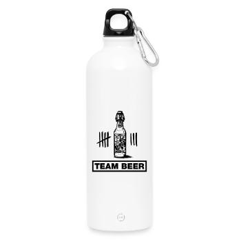 Flasche Bier, Beer, Cerveza (JGA-Team-Design) - Trinkflasche mit Karabiner 750 ml - Weiß - Vorne