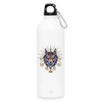 Superbe tête de loup - Gourde en inox avec mousqueton 750 ml - blanc - Devant