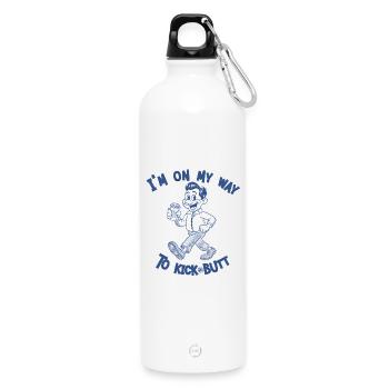 On My Way to kick butt (Guys) - Trinkflasche mit Karabiner 750 ml - Weiß - Vorne