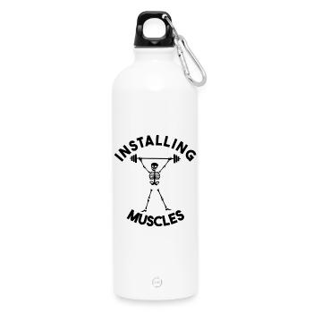 Lustiges Skelett-Fitnessstudio – Installation von Muskelgewichtheben - Trinkflasche mit Karabiner 750 ml - Weiß - Vorne