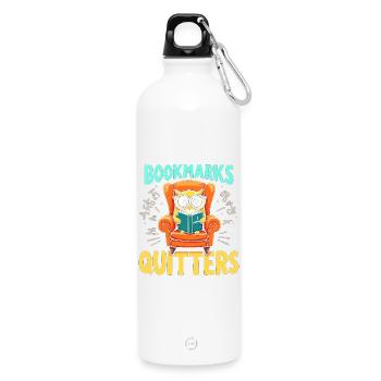 Eule Leser im Sessel Lesezeichen - Trinkflasche mit Karabiner 750 ml - Weiß - Vorne