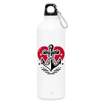 Heart Cross Anchor - Water Bottle with carabiner 750 ml - white - Front