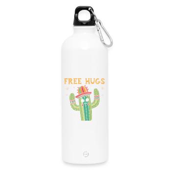 Cactus Happy Umarmungen kostenlos - Trinkflasche mit Karabiner 750 ml - Weiß - Vorne