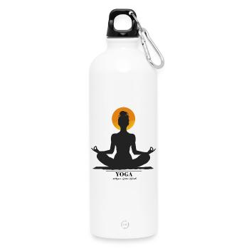 Meditation - Water Bottle with carabiner 750 ml - white - Front