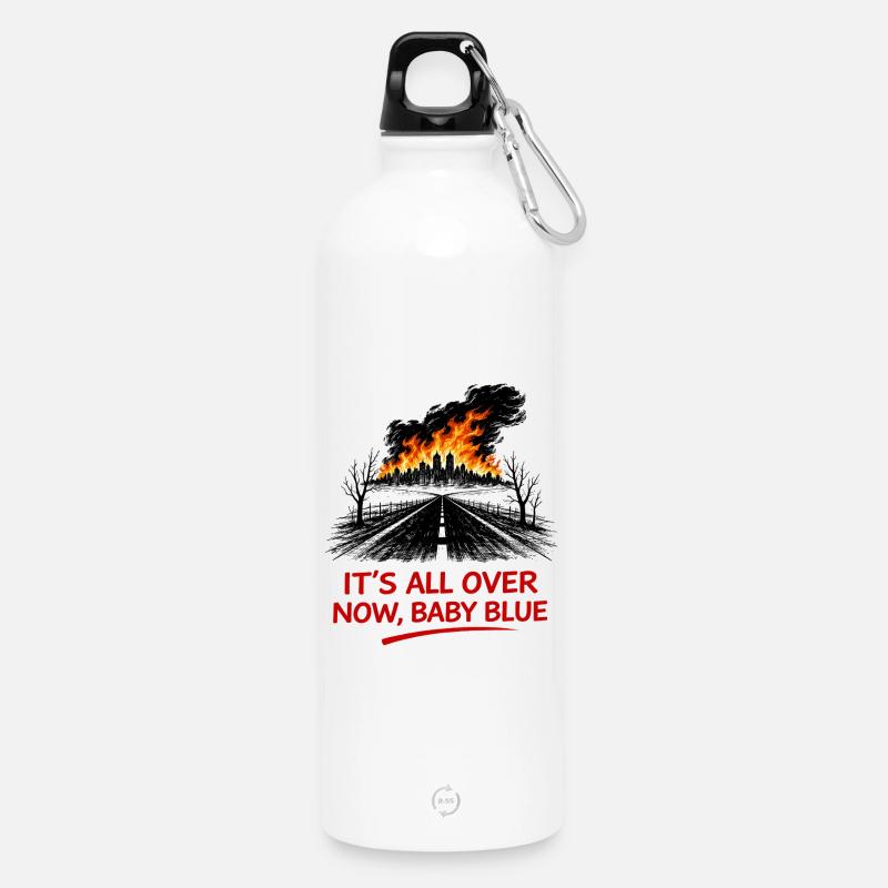 Flammen über Straßenallee - Trinkflasche mit Karabiner 750 ml - Weiß