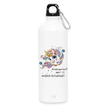 Finally a schoolchild - Water Bottle with carabiner 750 ml - white - Front