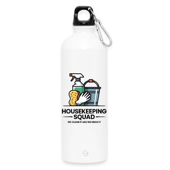 Lustiges Putzen Design - Trinkflasche mit Karabiner 750 ml - Weiß - Vorne