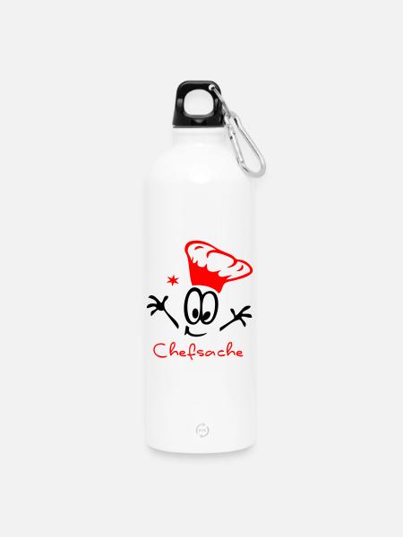 Chefsache Koch - Trinkflasche mit Karabiner 750 ml - Weiß