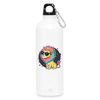 Löwen-Brille - Trinkflasche mit Karabiner 750 ml - Weiß - Vorne