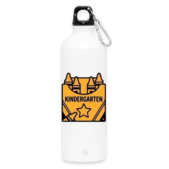 Crayons Kindergarten Logo - Water Bottle with carabiner 750 ml - white - Front