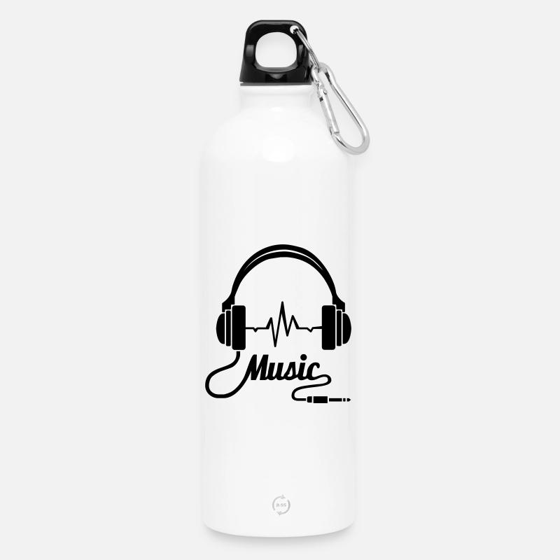 Ohrhörer Musik! - Trinkflasche mit Karabiner 750 ml - Weiß