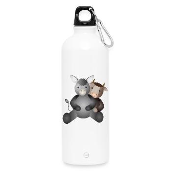 Bœuf et âne pour l’histoire de Noël - Gourde en inox avec mousqueton 750 ml - blanc - Devant