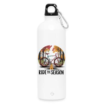 Scène de route cyclable d’automne - Gourde en inox avec mousqueton 750 ml - blanc - Devant