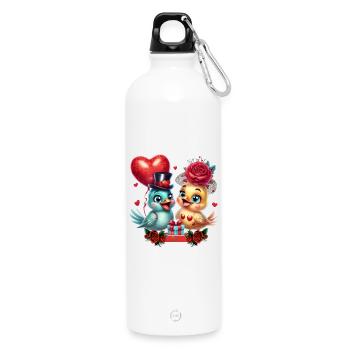 Herzballon und Rosenmagie - Trinkflasche mit Karabiner 750 ml - Weiß - Vorne
