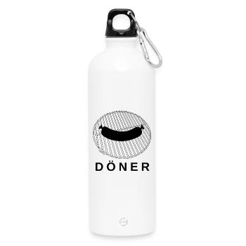 Grilled kebab - Water Bottle with carabiner 750 ml - white - Front