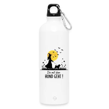 Die mit dem Mops geht ! - Trinkflasche mit Karabiner 750 ml - Weiß - Vorne