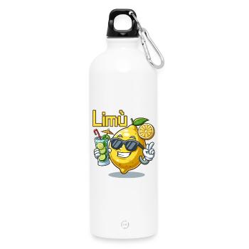 Lemon Character mit Sonnenbrille und Cocktail - Trinkflasche mit Karabiner 750 ml - Weiß - Vorne