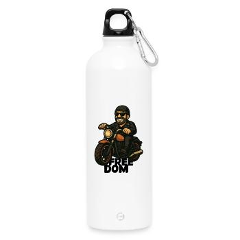Casual Biker on Motorcycle Comic - Water Bottle with carabiner 750 ml - white - Front