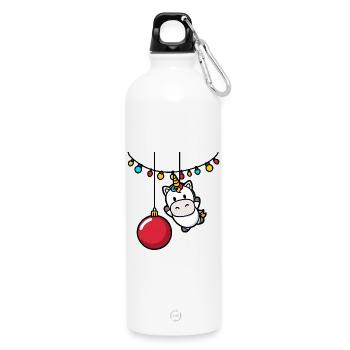 Einhorn Christbaumkugel Weihnachten	 - Trinkflasche mit Karabiner 750 ml - Weiß - Vorne