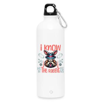 I Know How The Rabbit Runs Denglish - Trinkflasche mit Karabiner 750 ml - Weiß - Vorne