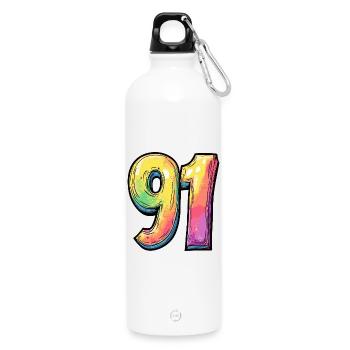 91 Number Colorful - Water Bottle with carabiner 750 ml - white - Front