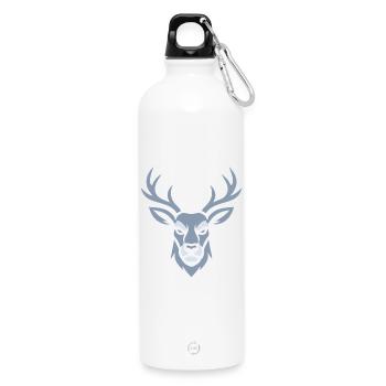 Blauer Hirschkopf  - Trinkflasche mit Karabiner 750 ml - Weiß - Vorne
