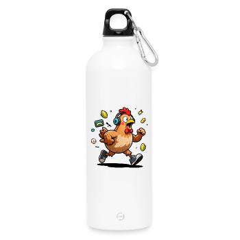 Free-range player rooster chicken - Water Bottle with carabiner 750 ml - white - Front