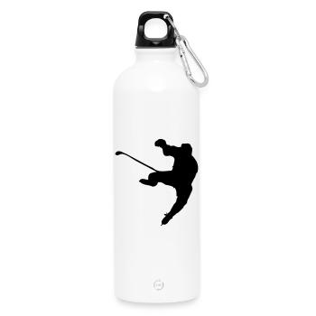 ice hockey shadow image logo - Water Bottle with carabiner 750 ml - white - Front
