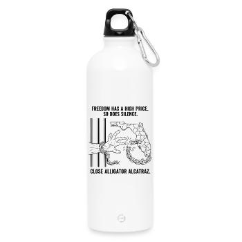 Alligator Alcatraz - Water Bottle with carabiner 750 ml - white - Front