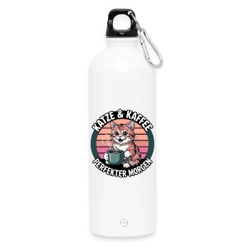KatzCoffee Morning Greeting - Water Bottle with carabiner 750 ml - white - Front
