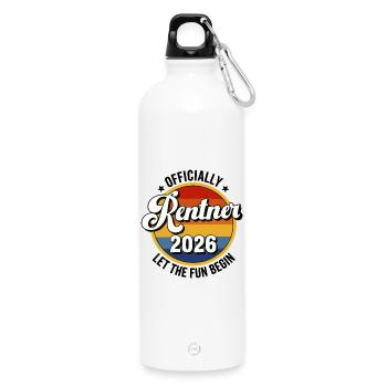 Rentner 2026 Retro Patch Frührente Abschlußparty - Trinkflasche mit Karabiner 750 ml - Weiß - Vorne