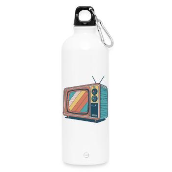 Vintage TV Colorful Stripes - Water Bottle with carabiner 750 ml - white - Front