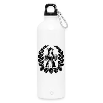 Bier Mädchen - Water Bottle with carabiner 750 ml - white - Front
