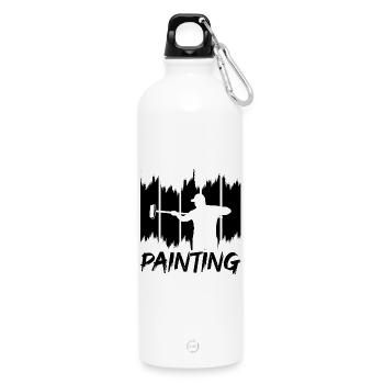 Haus streichen - Trinkflasche mit Karabiner 750 ml - Weiß - Vorne